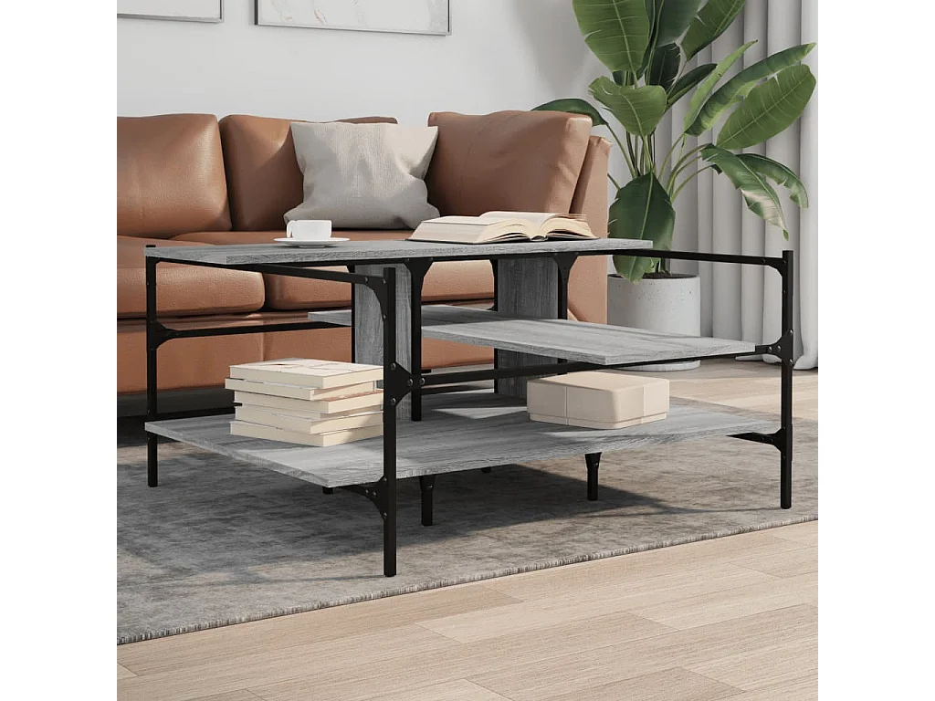 Table basse sonoma gris 100x100x48,5 cm bois d'ingénierie