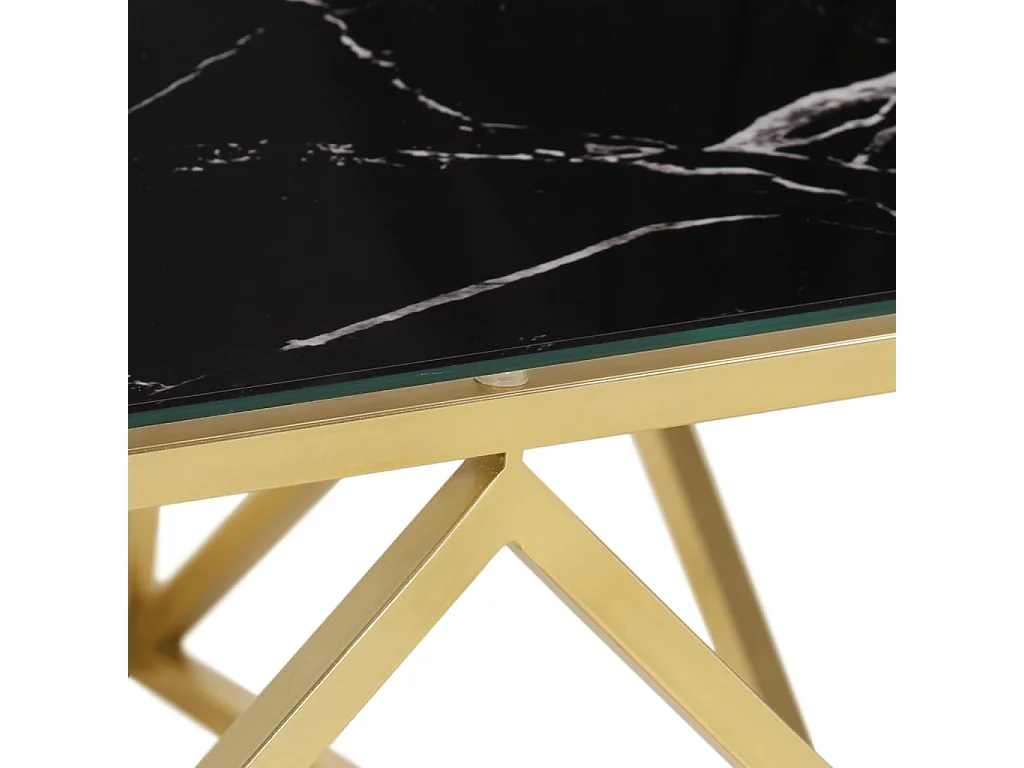 Table basse doré acier inoxydable et verre trempé