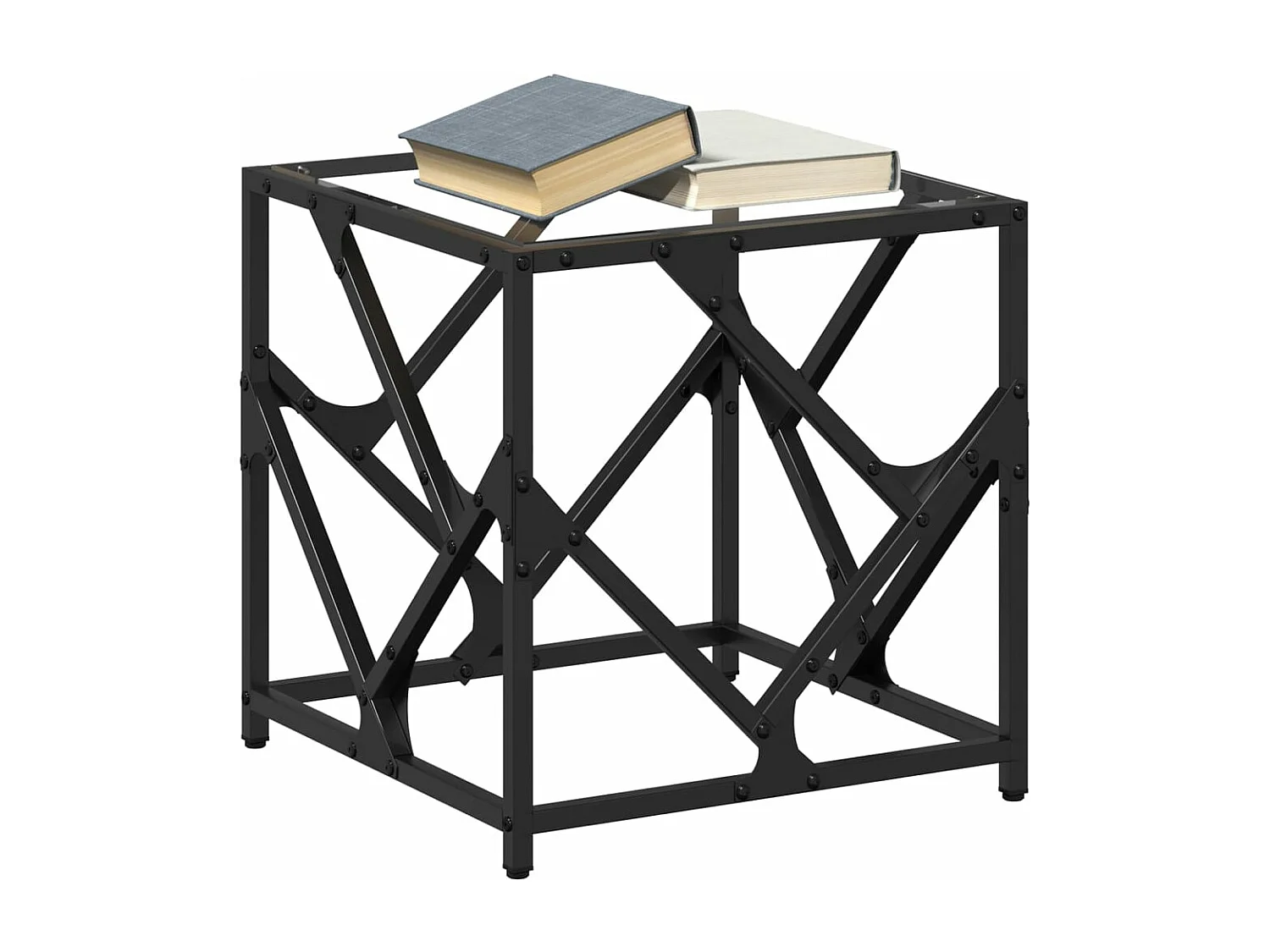 Couchtisch mit Glasplatte Transparent 40x40x41 cm Stahl