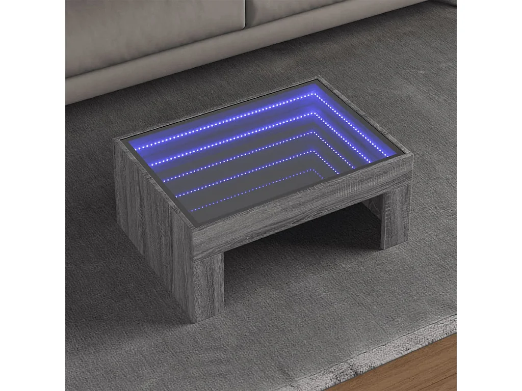 Tavolino da Salotto con LED Infinity Grigio Sonoma 70x50x30 cm