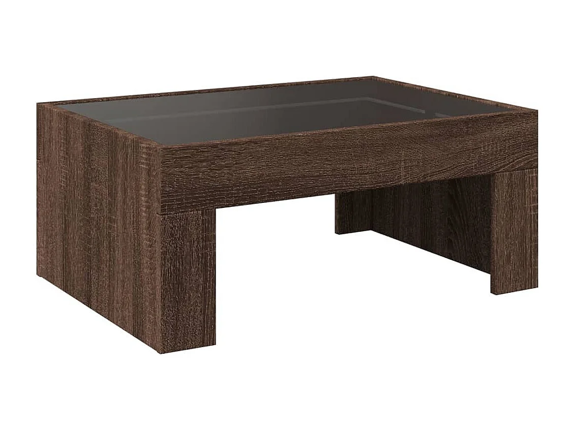 Tavolino da Salotto con LED Infinity Rovere Marrone 70x50x30 cm