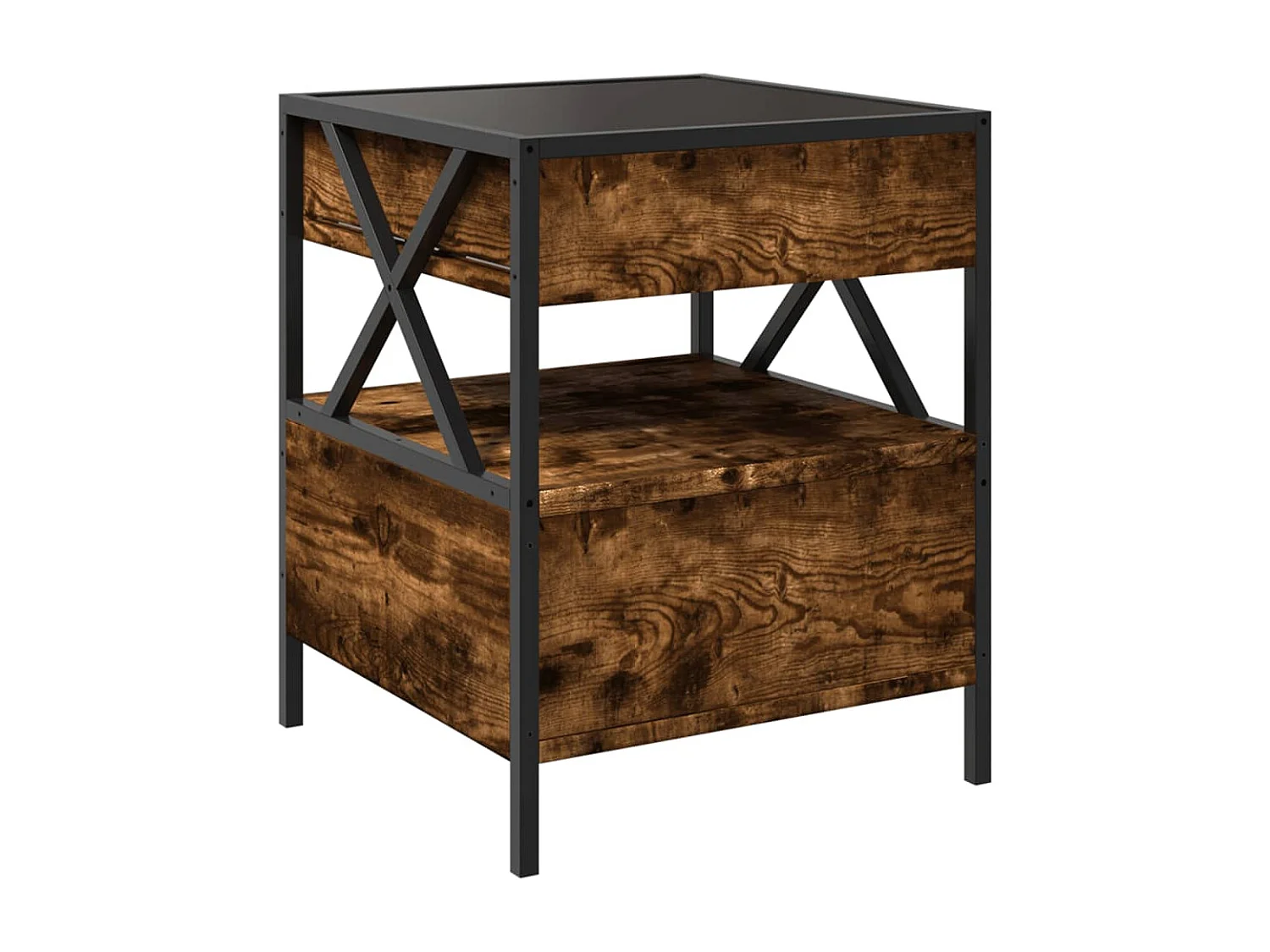 Mesa de centro con Infinity LED roble ahumado 40x40x51 cm