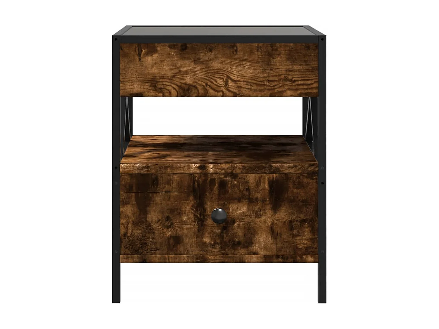 Tavolino da Salotto con LED Infinity Rovere Fumo 40x40x51 cm