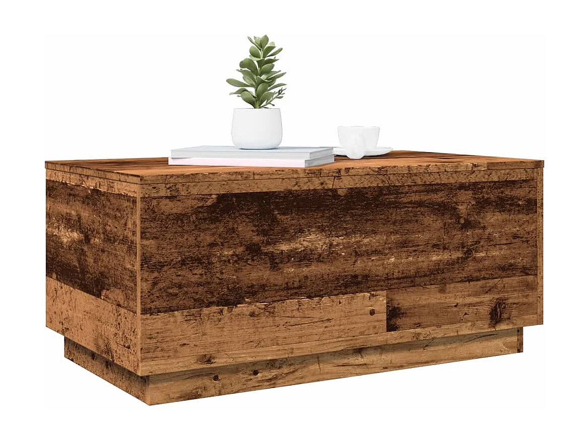 Tavolino da Salotto con Luci LED Legno Antico 90x50x40 cm