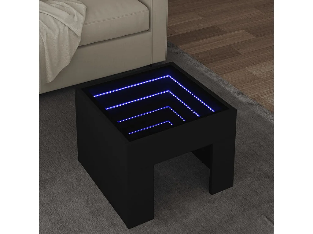 Mesa de centro com luzes LED Infinity 40x40x30 cm preto