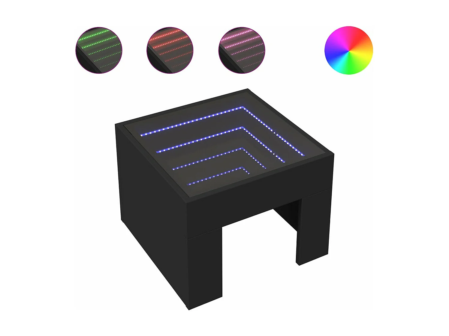 Mesa de centro com luzes LED Infinity 40x40x30 cm preto