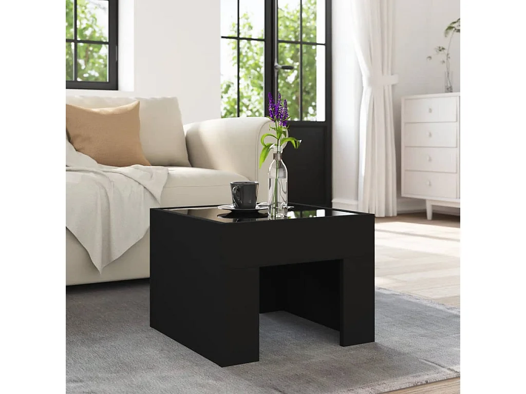 Mesa de centro com luzes LED Infinity 40x40x30 cm preto
