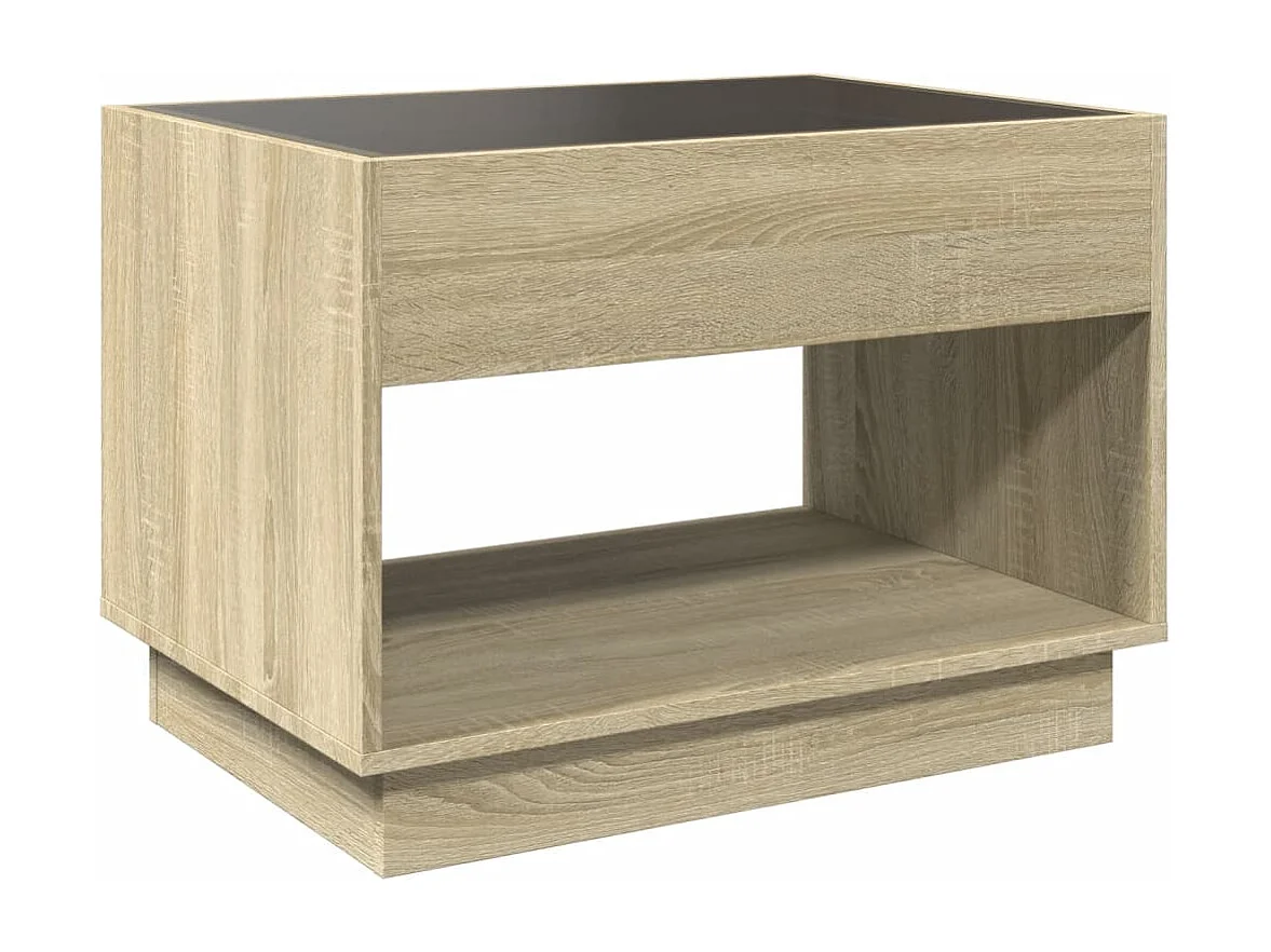 Tavolino da Salotto con LED Infinity Rovere Sonoma 70x50x50 cm