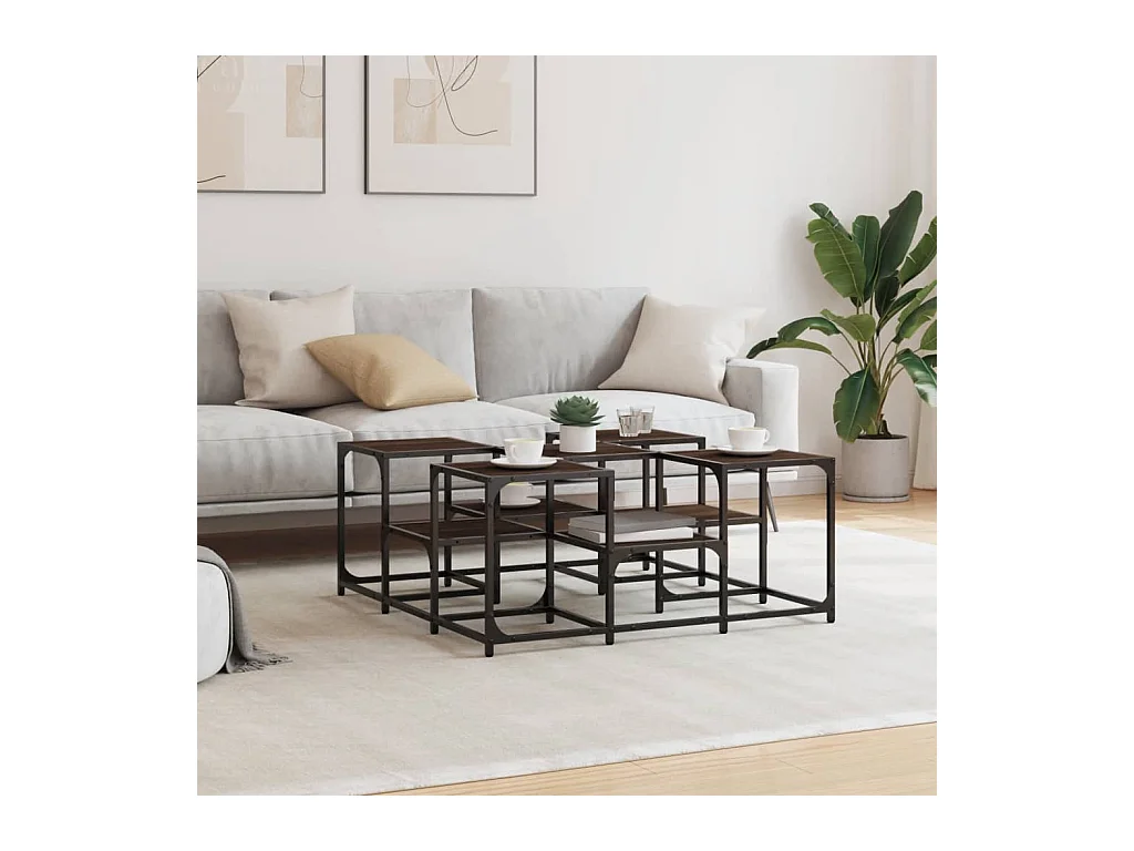 Table basse chêne marron 91x91x40 cm bois d'ingénierie