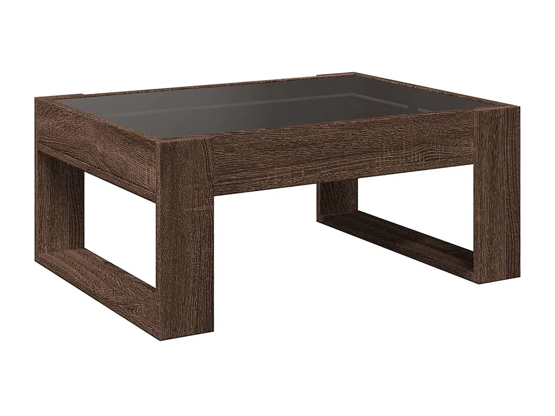 Tavolino da Salotto con LED Infinity Rovere Marrone 70x53x30 cm