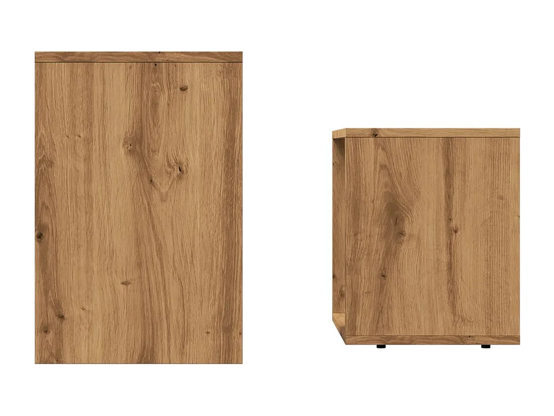 2-delige Tafeltjesset bewerkt hout artisanaal eikenkleurig