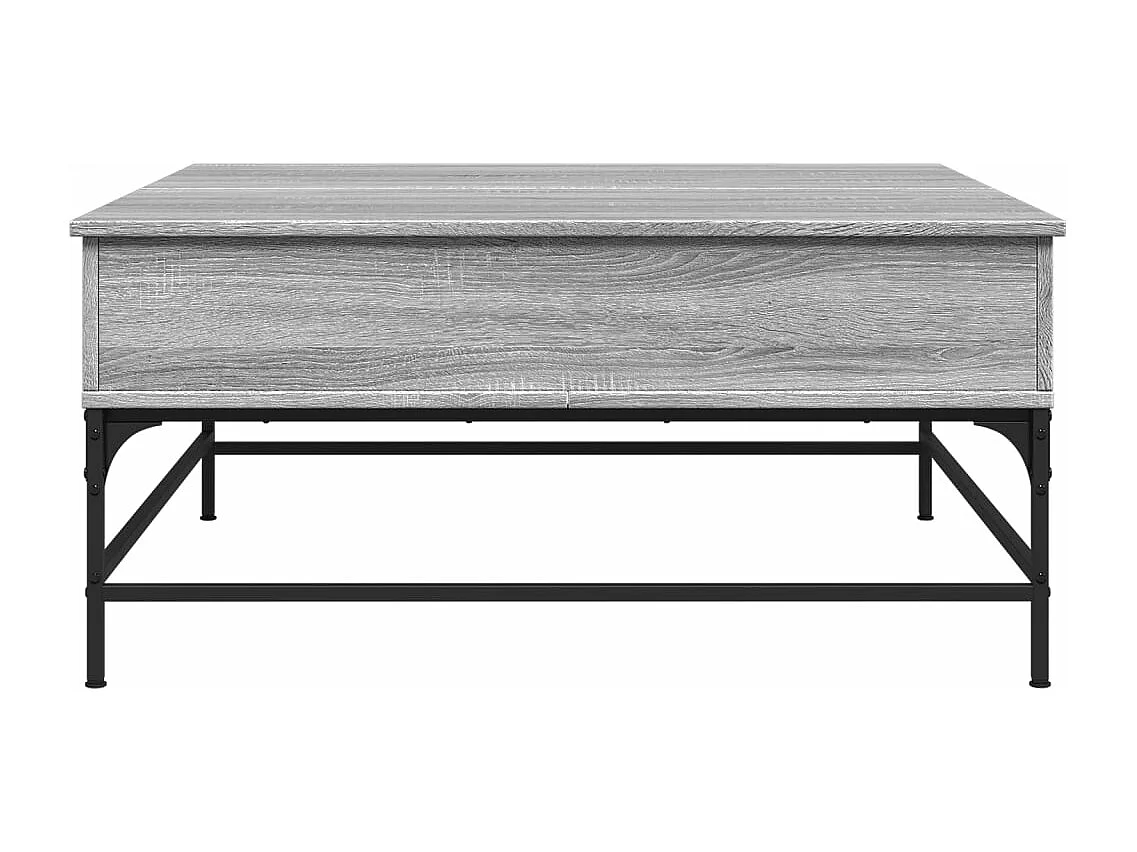 Tavolino Grigio Sonoma 95x95x45 cm Legno Multistrato e Metallo