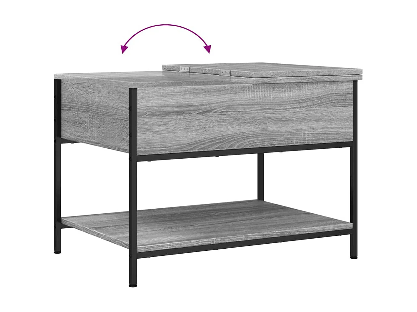 Table basse sonoma gris 70x50x50 cm bois d'ingénierie et métal