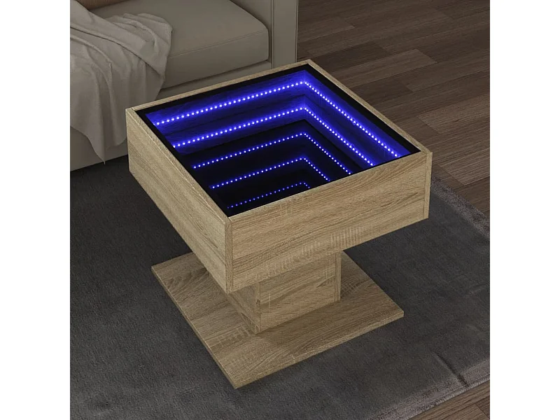 Table basse avec LED chêne sonoma 50x50x45 cm bois d'ingénierie
