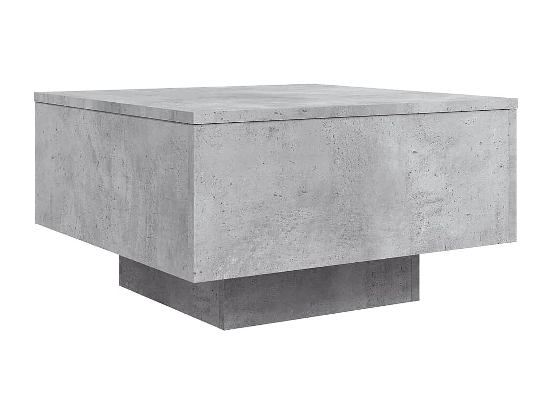Table basse avec lumières LED gris béton 55x55x31 cm