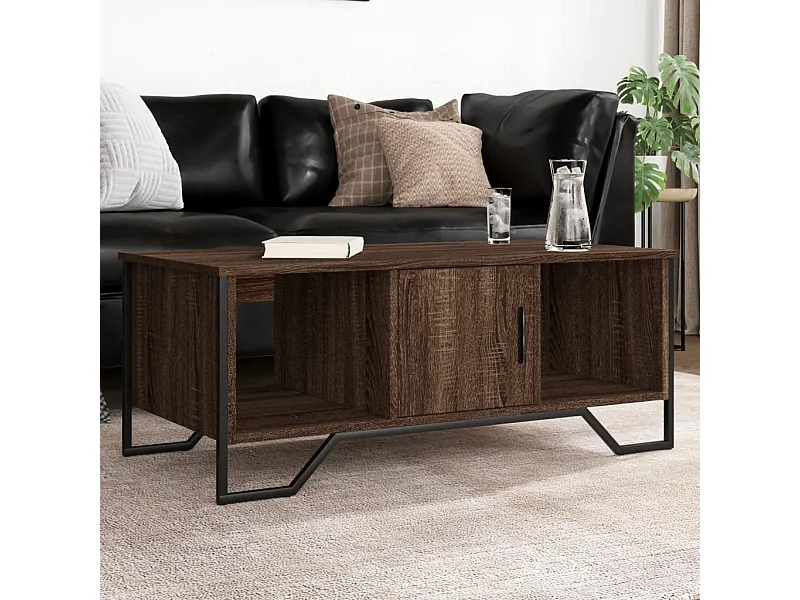 Mesa de centro madera de ingeniería roble marrón 100x51x40 cm