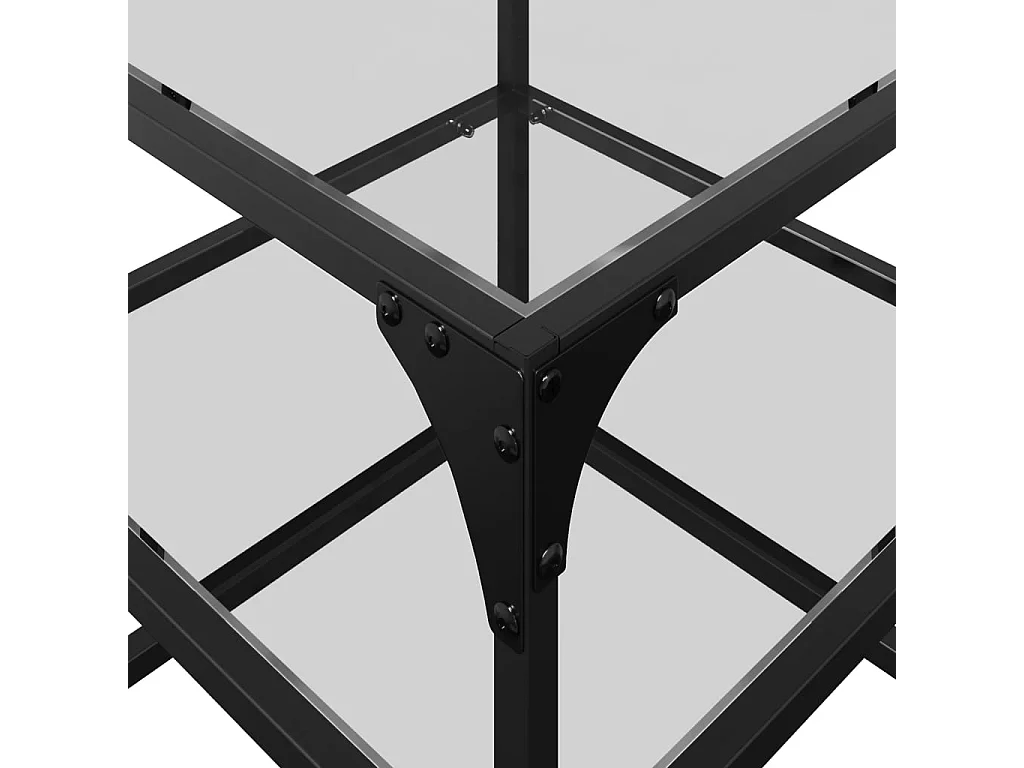 Salontafels 2 st met transparant glazen blad 40x40x45 cm staal