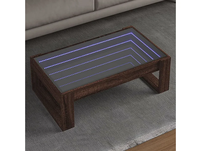 Table basse avec LED infini chêne marron 90x53x30 cm
