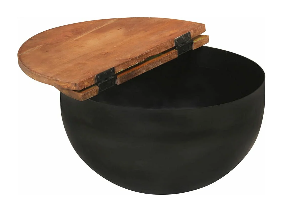 Ensemble de tables basses 2 pcs noir bois récupération massif