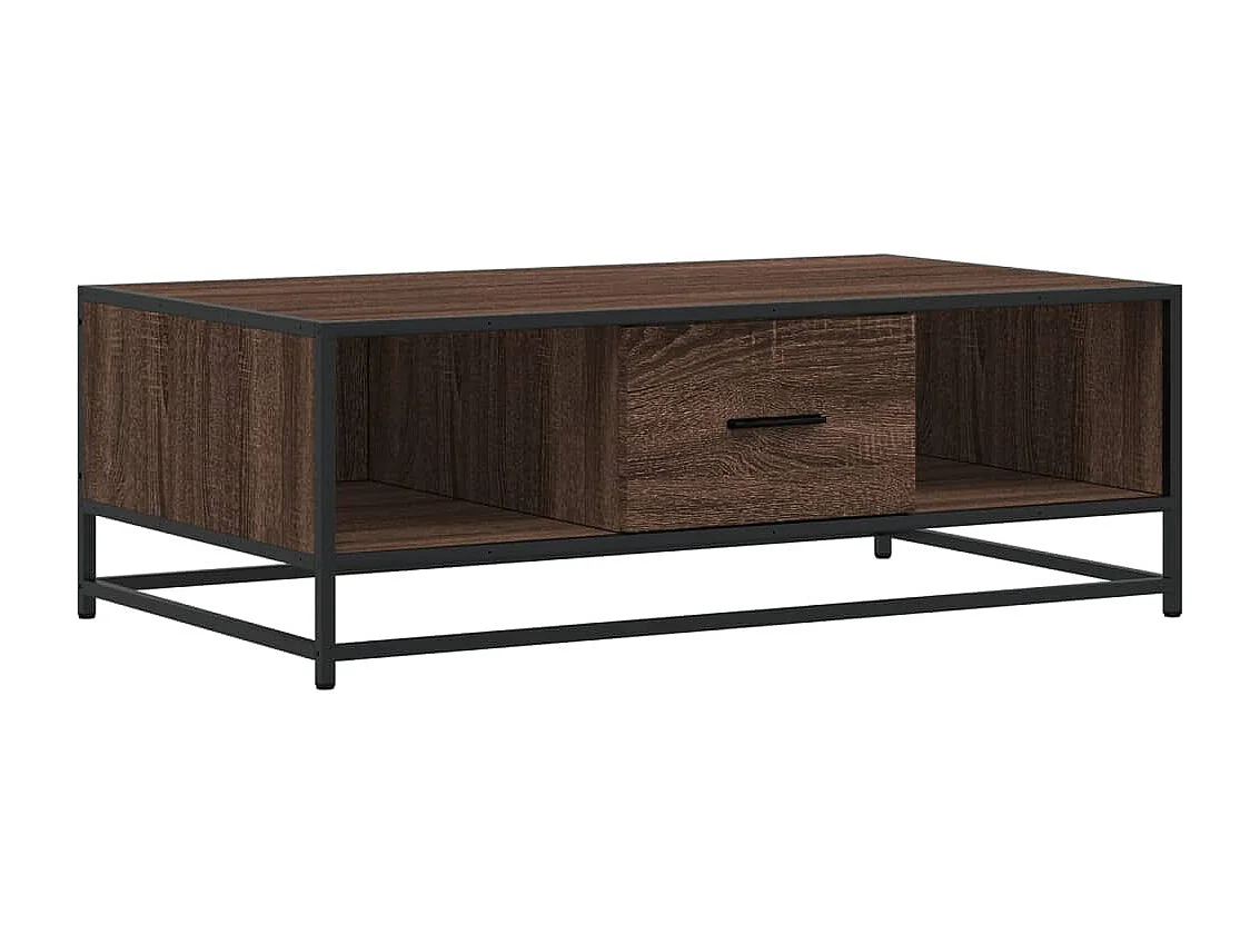 Tavolino Rovere Marrone 100x57x35 cm Legno Multistrato Metallo