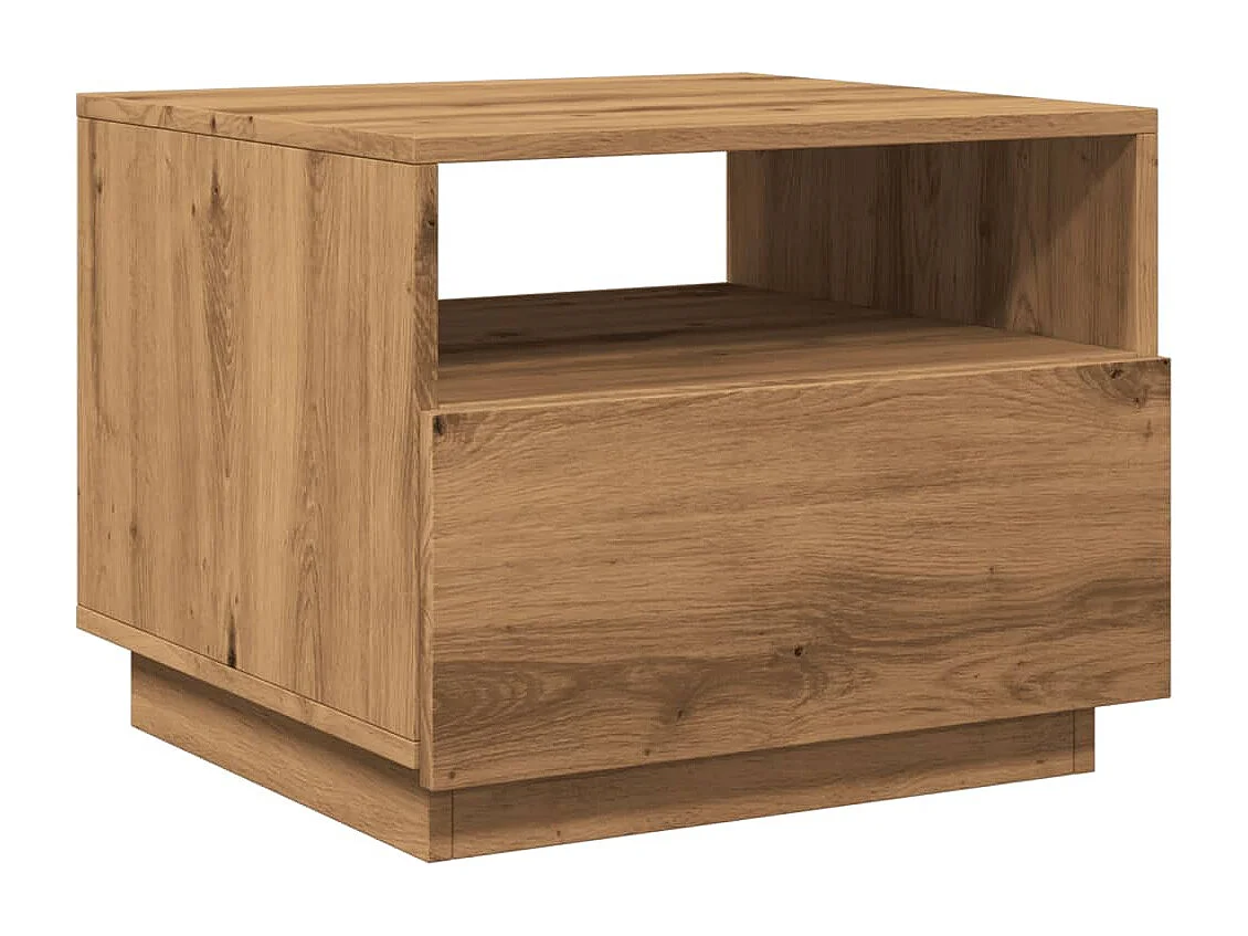 Tavolino da Salotto con Luci LED Rovere Artigianale 50x49x40 cm