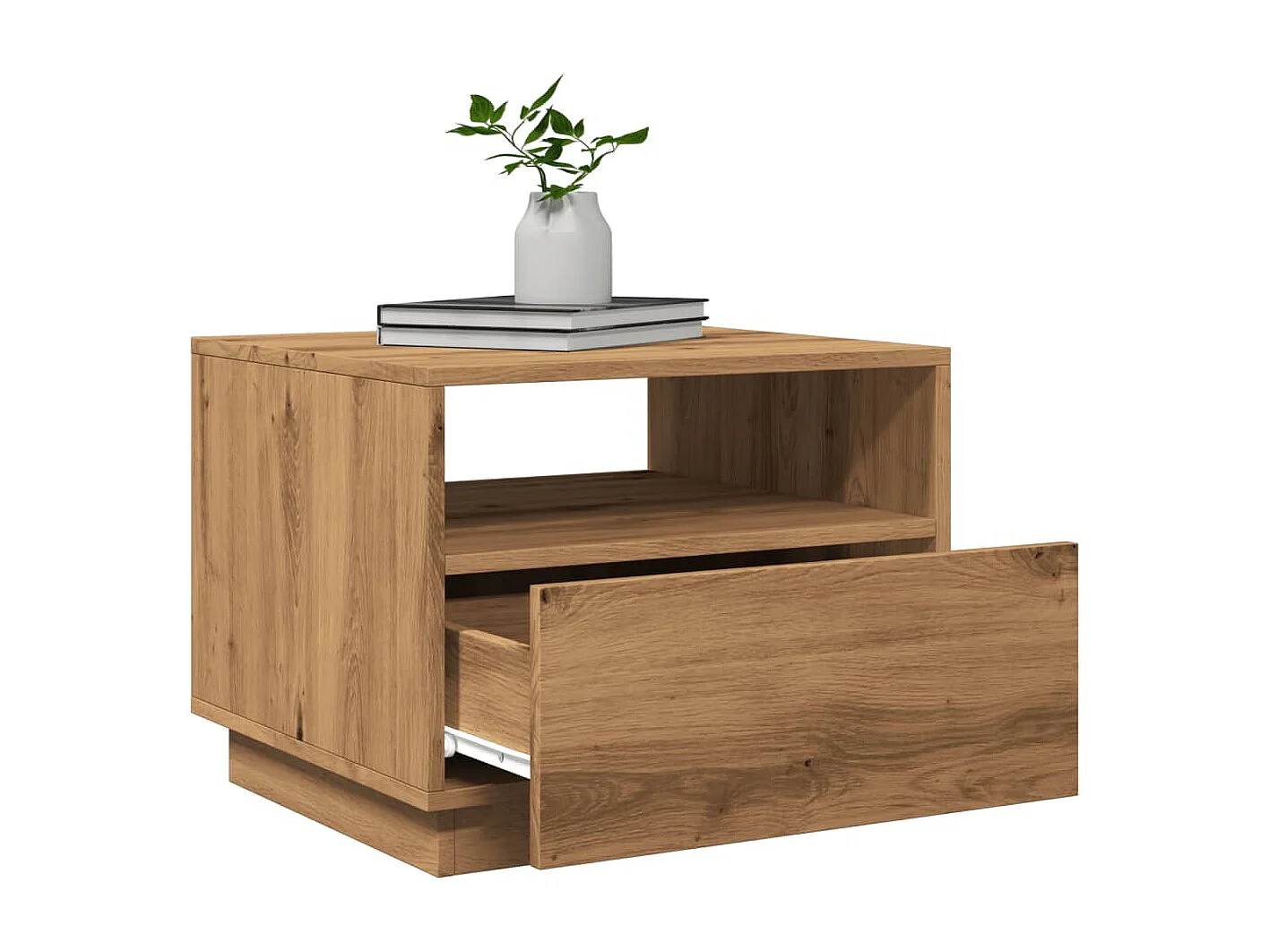 Mesa de centro com luzes LED 50x49x40 cm carvalho artesanal