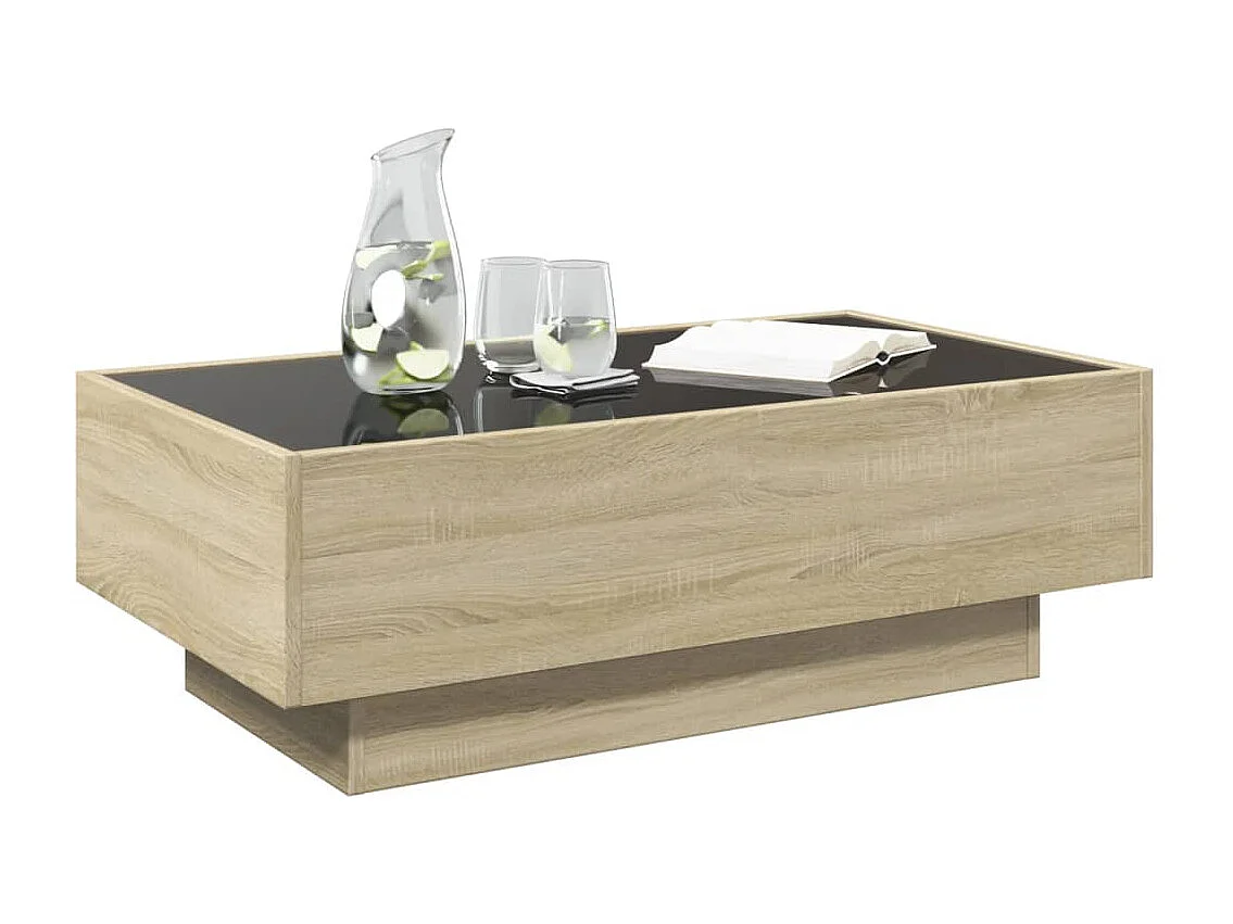 Mesa de centro y LED madera ingeniería roble Sonoma 90x50x30 cm