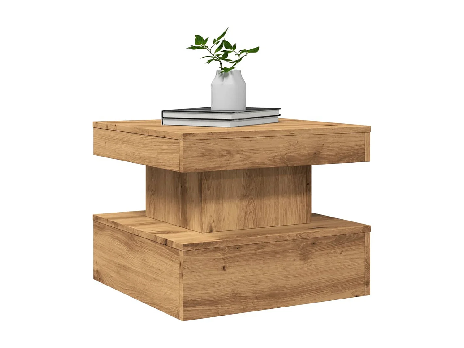 Mesa de centro com luzes LED 50x50x40 cm carvalho artisiano