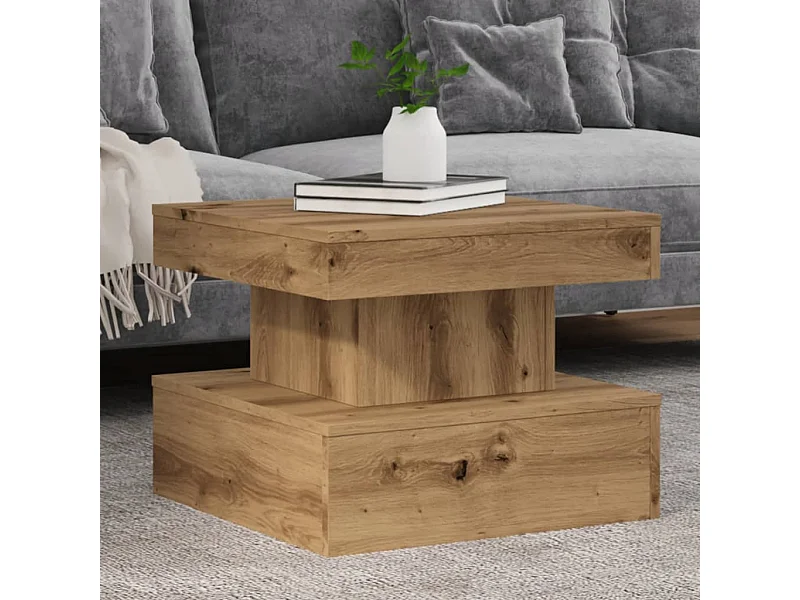 Mesa de centro con luces LED roble artisian 50x50x40 cm