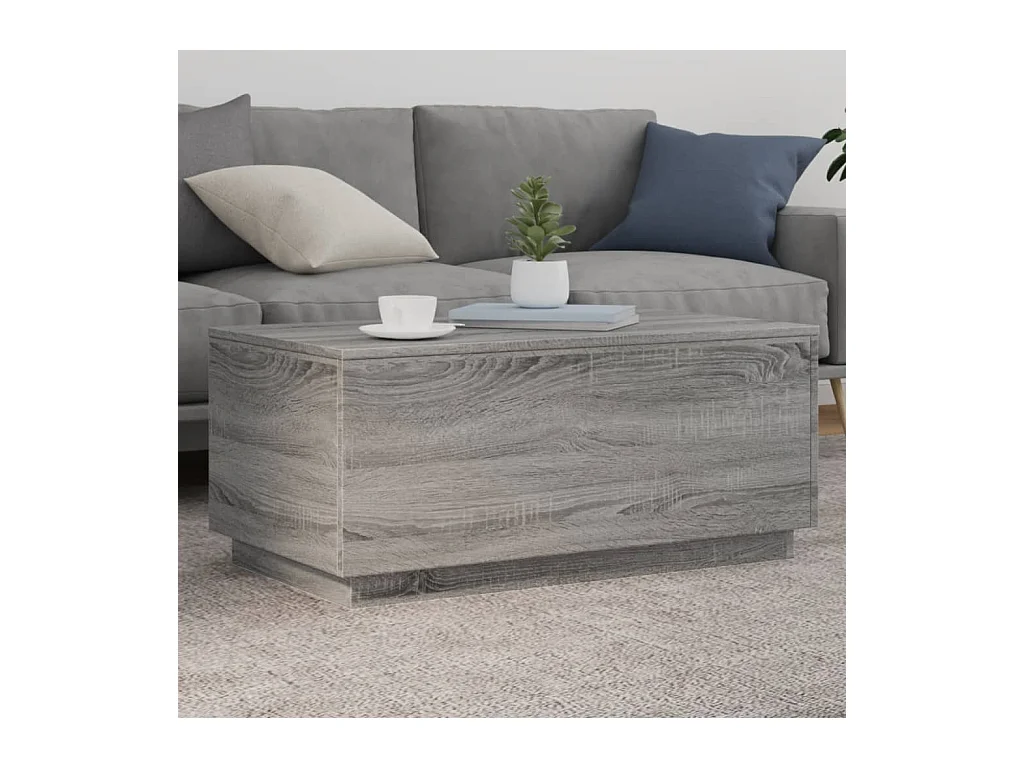 Tavolino da Soggiorno con Luci LED Grigio Sonoma 90x50x40 cm