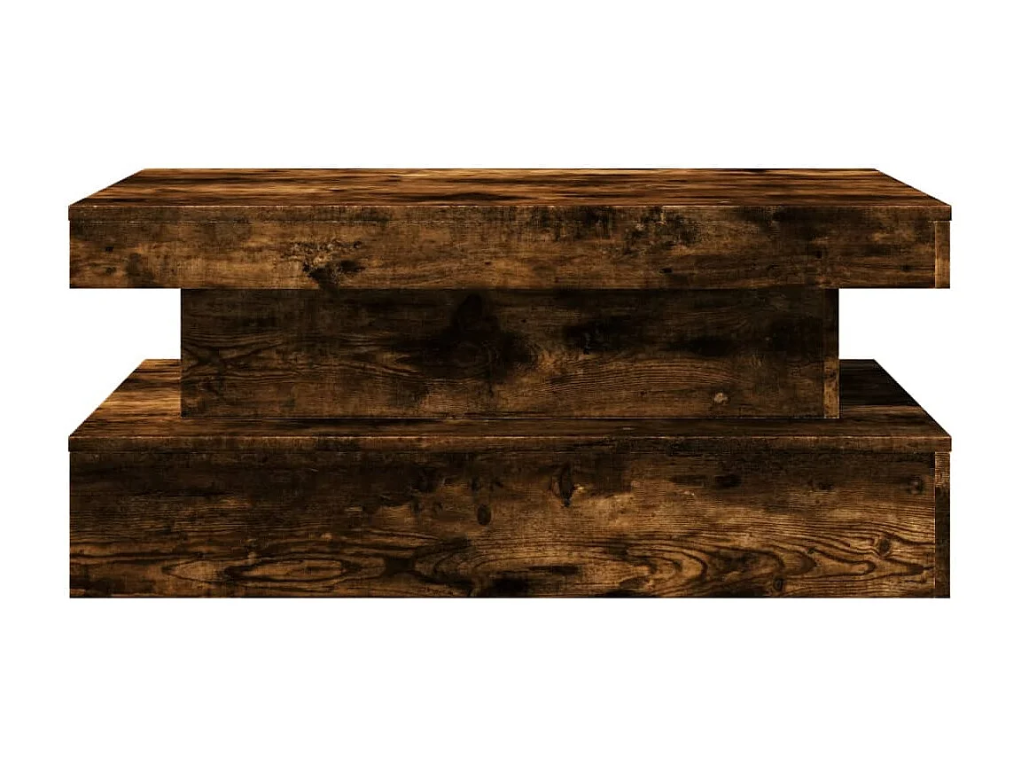 Table basse avec lumières LED chêne fumé 90x50x40 cm