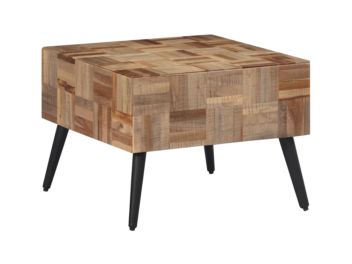 Salontafel 55x55x40 cm massief gerecycled teakhout grijs
