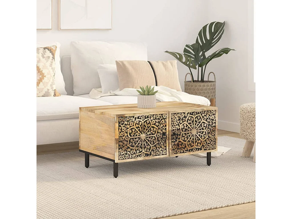 Table basse 80x50x40 cm bois de manguier massif