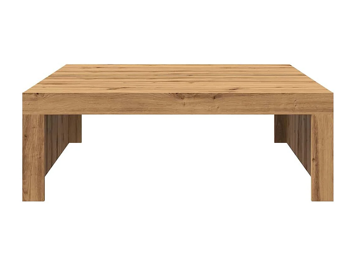 Table basse chêne artisanal 100x100x35 cm bois d'ingénierie