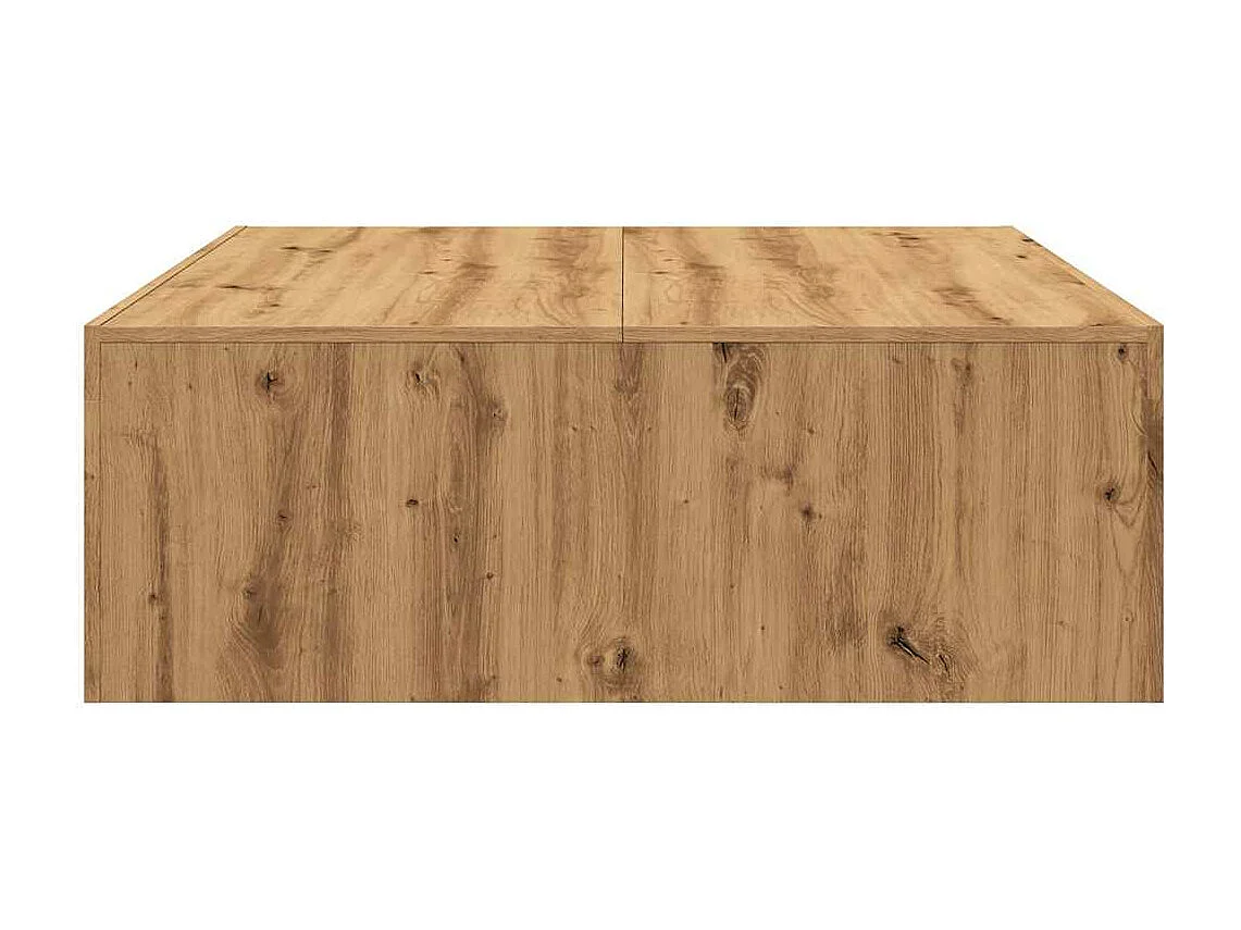 Table basse chêne artisanal 100x100x35 cm bois d'ingénierie