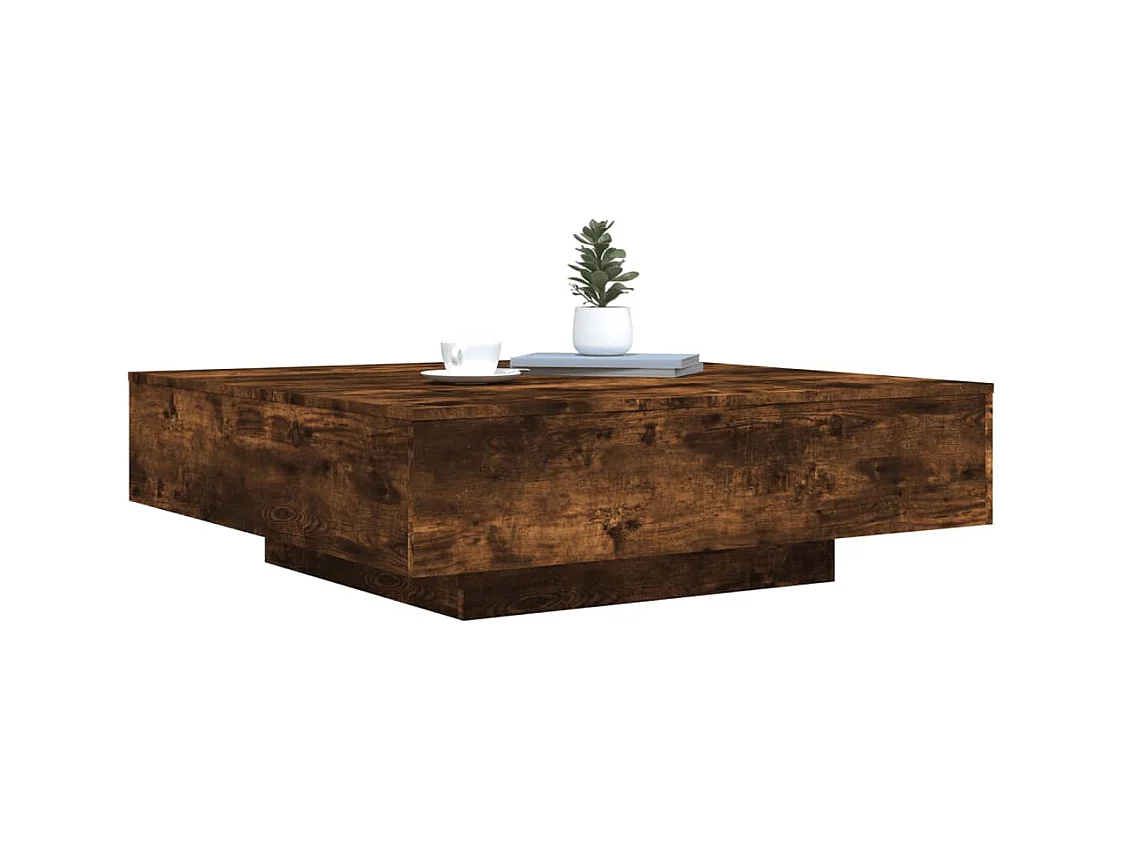 Table basse avec lumières LED chêne fumé 100x100x31 cm