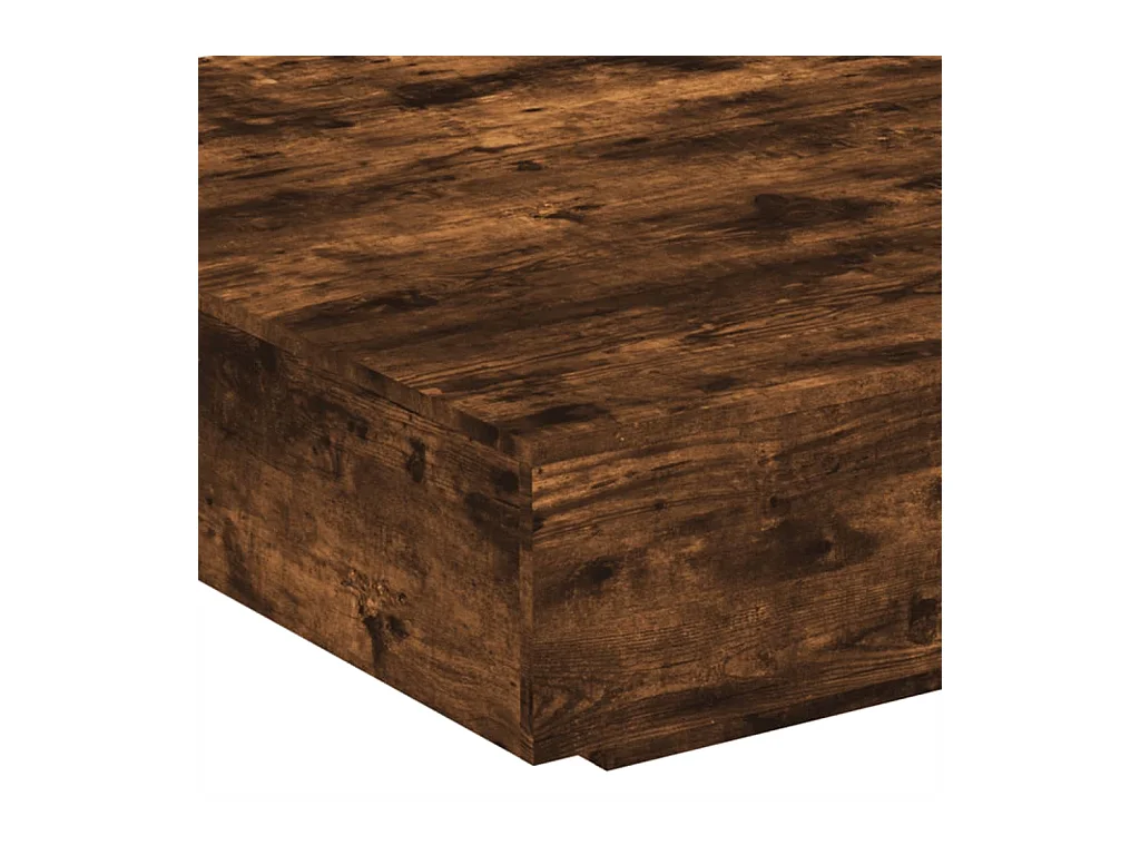 Table basse avec lumières LED chêne fumé 100x100x31 cm