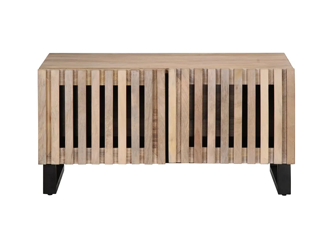 Table basse blanc 80x51x40 cm bois de manguier massif