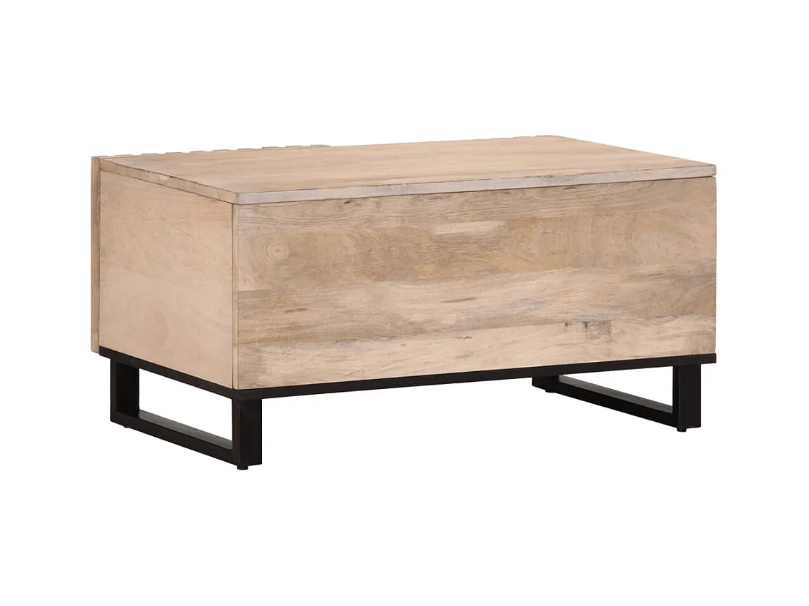 Table basse blanc 80x51x40 cm bois de manguier massif