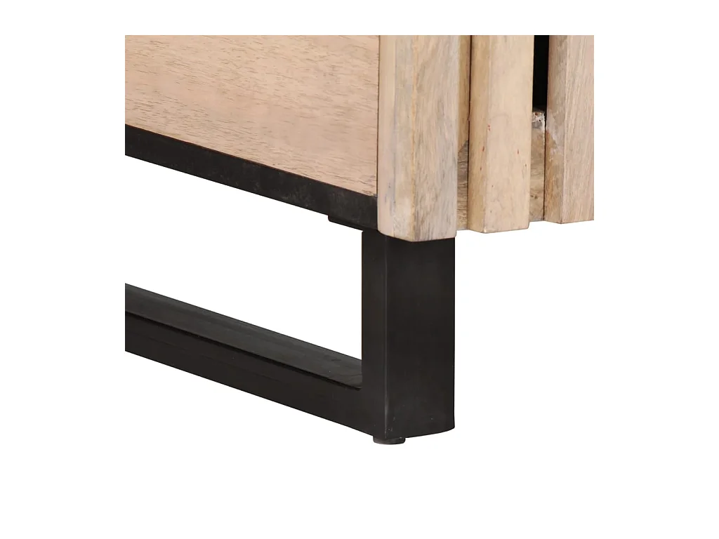 Table basse blanc 80x51x40 cm bois de manguier massif