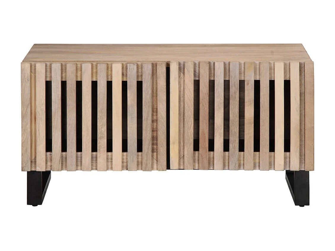 Table basse blanc 80x51x40 cm bois de manguier massif