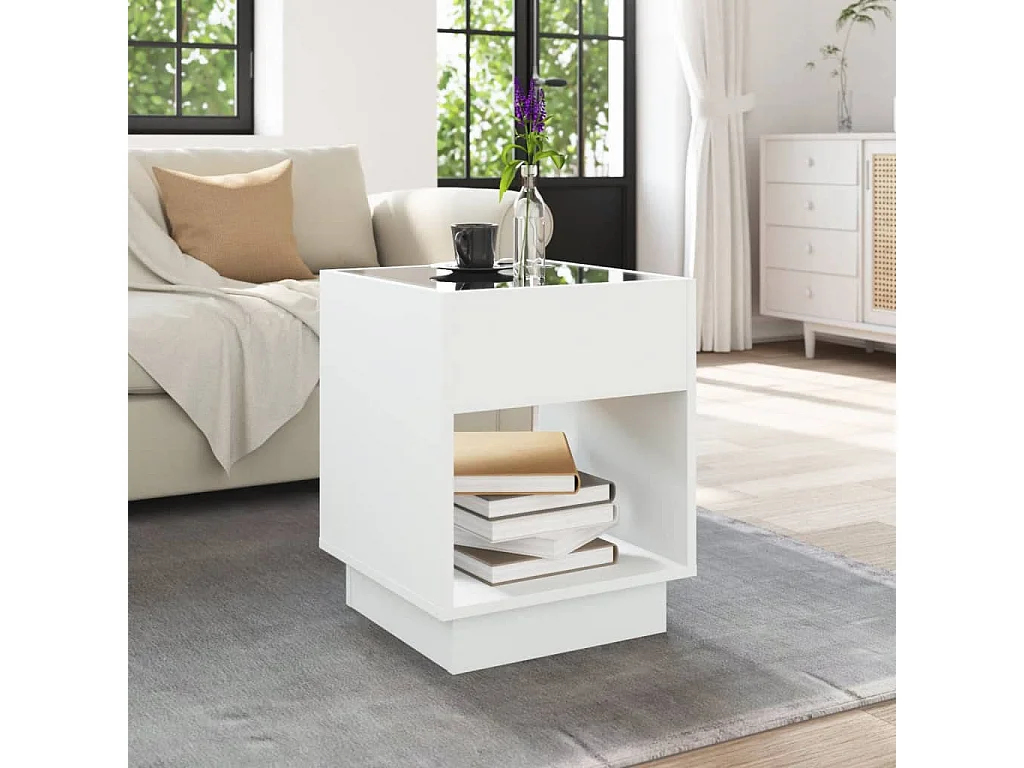 Table basse avec LED infini blanc 40x40x50 cm