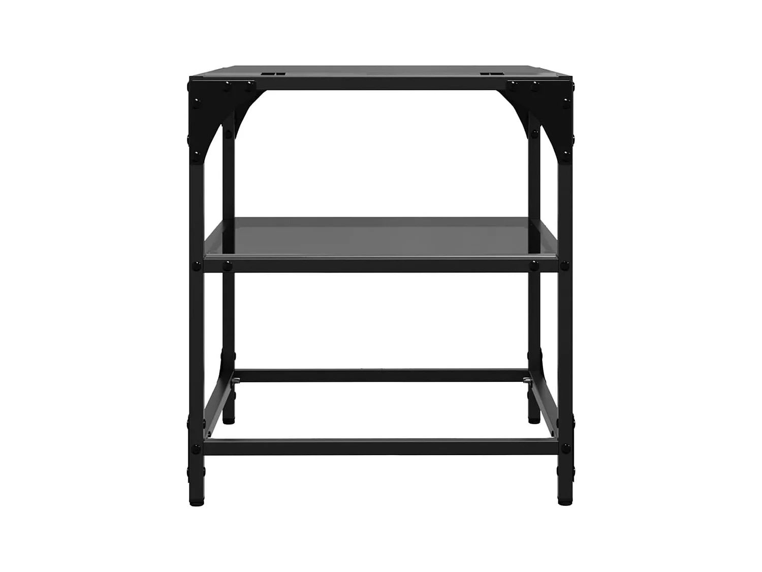Tavolini da Salotto con Piano Vetro Nero 2pz 40x40x45cm Acciaio
