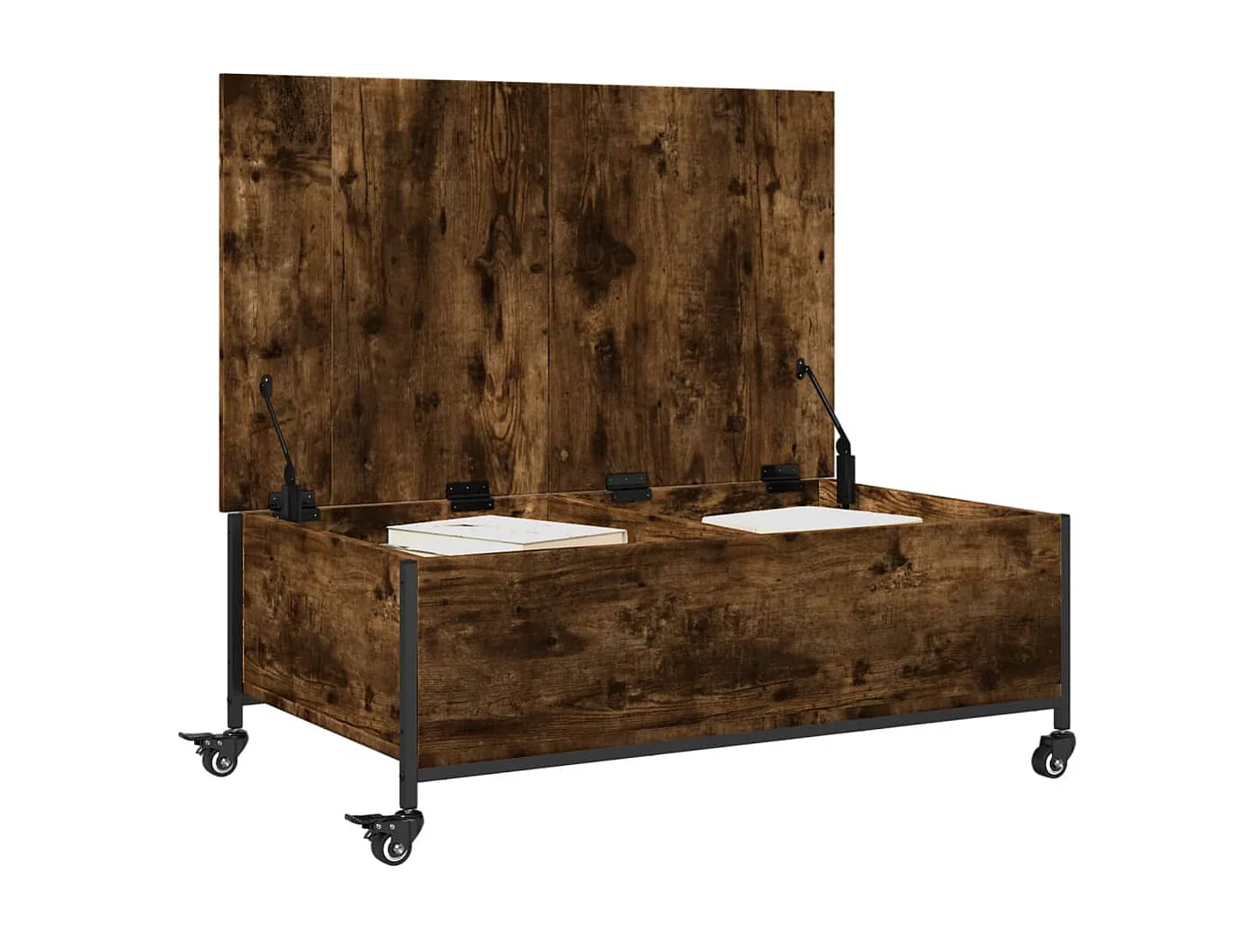 Couchtisch mit Rollen Räuchereiche 91x55x34 cm Holzwerkstoff