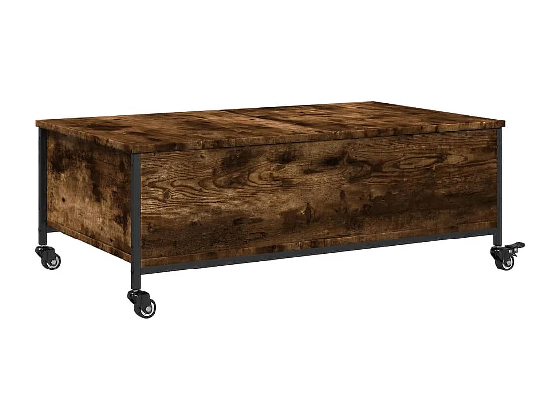 Table basse avec roulettes chêne fumé bois d'ingénierie