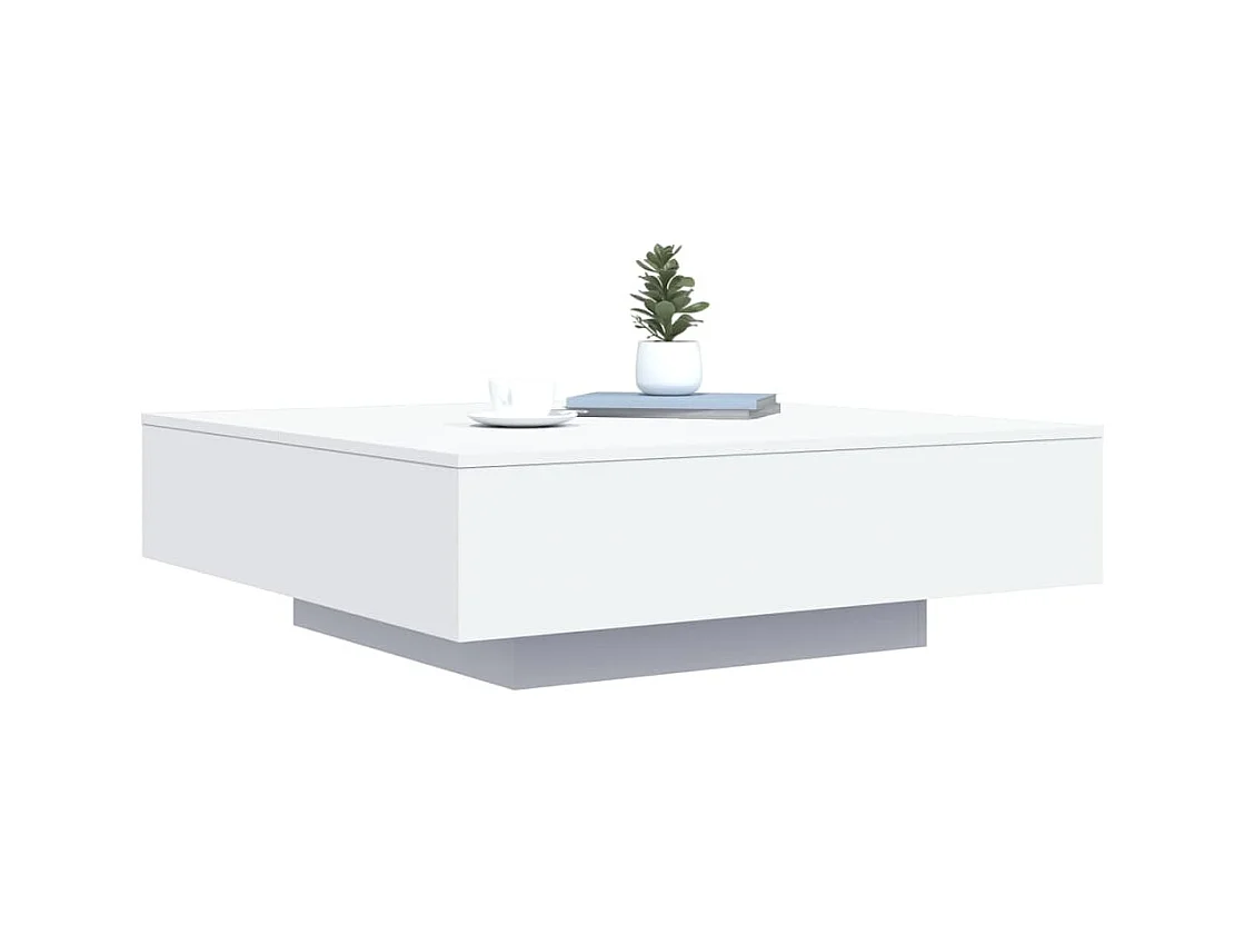 Table basse avec lumières LED blanc 100x100x31 cm