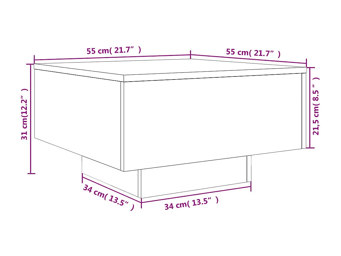 Table basse chêne sonoma 55x55x31 cm bois d'ingénierie