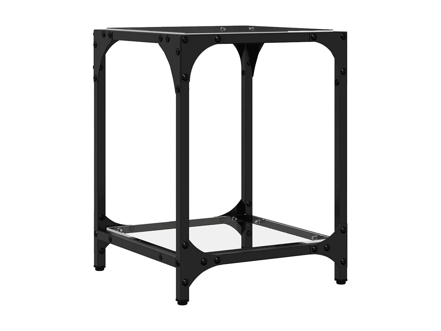 Tavolino Salotto con Piano Vetro Trasparente 30x30x40cm Acciaio