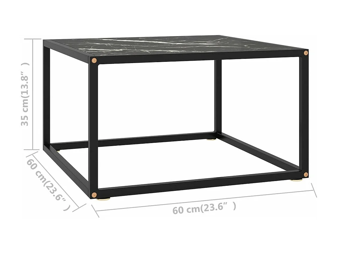 Mesa de centro 60x60x35 cm vidro mármore preto