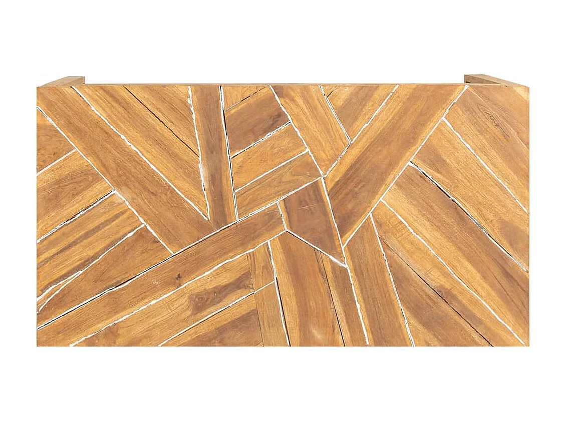 Tavolino da Salotto Massello di Teak Stile Erosione 110x35x38cm
